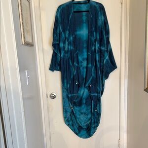 Teal Tie-Dye Kimono Cardigan